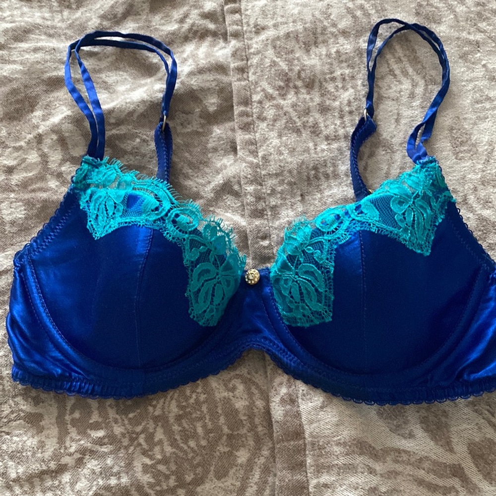 Badgley Mischka Blue Turquoise Bra 34B very sexy
